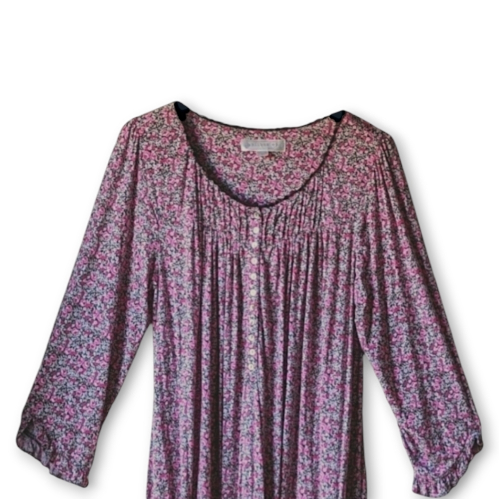 Eileen West SOFT Modal Queen Annes Lace RUFFLED HEM Floral Waltz‎ Nightgown Sz S - Picture 5 of 10